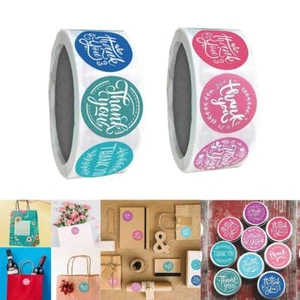 1 Roll Thank You Packaging Stickers Round Floral Labels DIY Craft 1 inch - Picture 1 of 14
