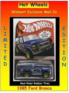 2022 Hot Wheels Collector Edition ‘85 Ford Bronco Blue Mail In Exclusive Car NEW - Picture 1 of 1