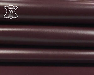 Burgundy Leather Fabric 4-6 sqft Real Sewing Material PORT ROYAL 455 0.8mm/2oz