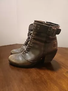Harley Davidson Calkins Smoke Leather Bootie Boot Women 10M Heel Distressed - Picture 1 of 18