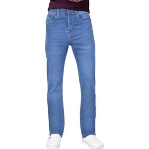 Mens Denim Jeans Straight Fit Boot Cut Mid Blue Jean Comfort Stretch Loose Pants