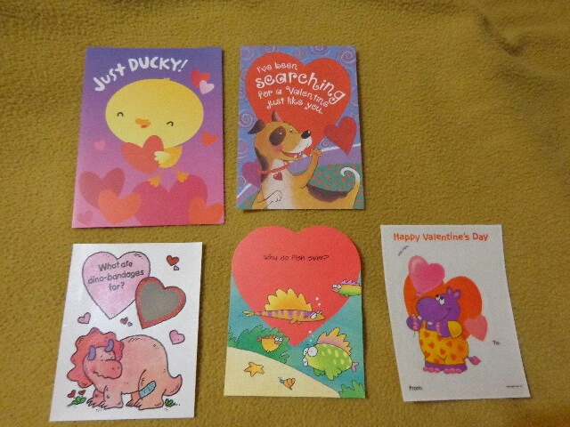 Tarjeta de felicitación de San Valentín sin usar niño broma divertida dinosaurio pez hipopótamo Foto 1 de 1