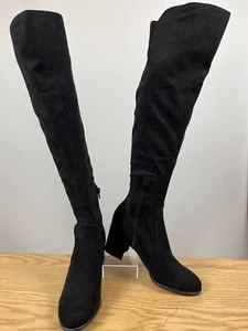 UNISA Riding Boot Undessey-M Women's Sz 8.5M Black Suede Side-Zip Knee-High - Picture 1 of 9