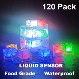 120*Waterproof Light Up Led Ice Cubes for Party Drinks Glowing Flashing Ice Cube - Picture 1 of 10