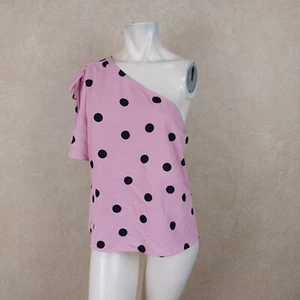Bar III Nuevo Mujer Rosa y Negro lunares punto un hombro __ Nuevo con etiquetas R3F4 - Imagen 1 de 4
