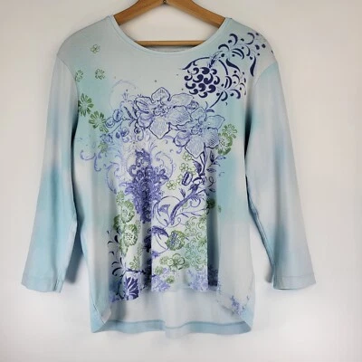 Blusa para mujer Nicole Miller talla grande estampado floral algodón DEFECTUOSA  Foto 1 de 4