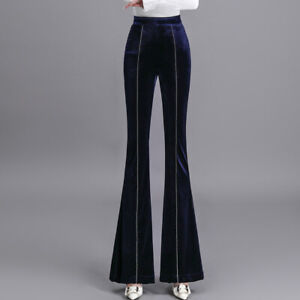 Flared Blue Velvet Pants for Women for sale | eBay