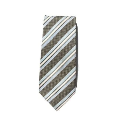 Corbata a Rayas Giorgio Brutini Para Hombre 100% Seda Azul y Beige Patrón Diseño Clásico Foto 1 de 4