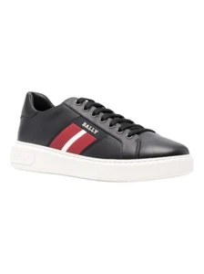 Bally Mylton 6239629 Black Calf Embossed Leather Sneakers MSRP $660 - Picture 1 of 6