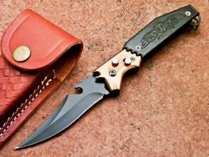 Custom Handmade Forged Damascus Folding Pocket Knife , Pocket Knife, TR-2014 - Picture 1 of 10