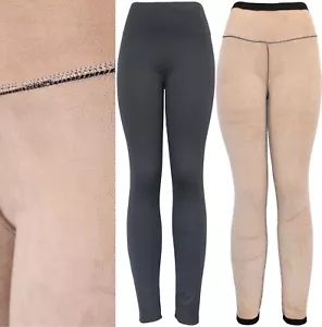 Black Fleece Lined Leggings Women Thermal Thick Winter Warm High Waist Leggings - Picture 1 of 7