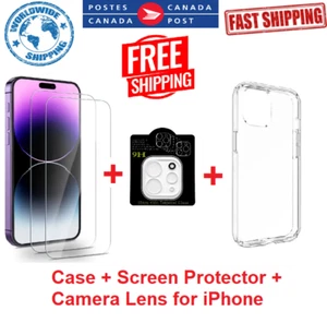 Coque Protection écran ET Objectif Caméra pour iPhone 16 15 14 13 12 11 Pro max Plus - Photo 1 sur 8