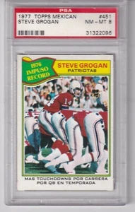 1977 Topps Mexican #  451  STEVE GROGAN All Star  Patriots  Kansas State  PSA 8 - Picture 1 of 1