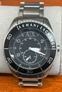 Armani Exchange Mens Black Dial Black Leather Band Quarts Watch AX1263 - Picture 1 of 1