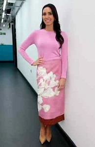 NWT_ZARA SS24 MID-RISE MIDI LINEN BLEND PENCIL SKIRT FLORAL PINK 2394/153_XS-XL - Picture 1 of 16