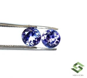5 mm Natural Tanzanite Round Cut Pair 0.97 CTS Loose Certified Gemstones - Picture 1 of 8