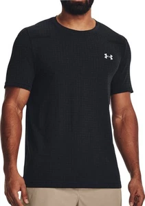 Under Armour Seamless Grid Mens Training Top Black Short Sleeve Gym T-Shirt - Picture 1 of 4