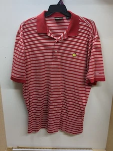 Augusta National The Masters Collection Polo Golf Uomo XL Rosso Bianco Striscia - Foto 1 di 9