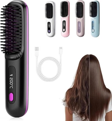 Glow Wave Heated Brush  LED Screen & USB Charging 3 Heat Settings for Short Hair - Image 1 of 4