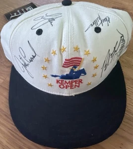 Lee Janzen Justin Leonard Mark O'Meara Hal Sutton signed Kemper PGA golf cap JSA - Picture 1 of 1