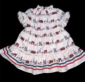 Janie and Jack Pink Eiffel Tower Ruffle Dress Girls Size 18/24 Mos - Picture 1 of 3