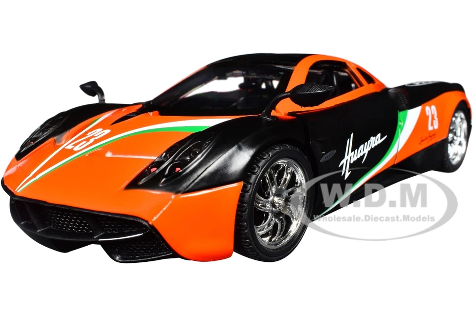 PAGANI HUAYRA #23 ORANGE & BLACK 1/24 DIECAST MODEL CAR BY MOTORMAX 73798