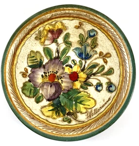 Plato de arte de pared decorativo italiano pintado a mano firmado Italia 9" diámetro regalo - Imagen 1 de 7