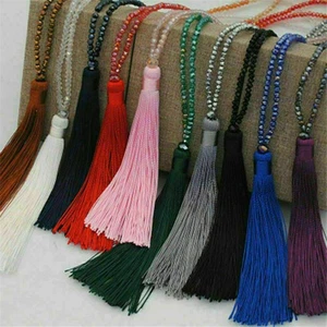 Elegant  Women's Tassel Chain Necklace Sweater Pendant Crystal Jewelry Beaded - Picture 1 of 19