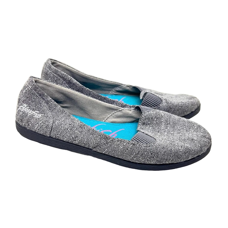 Sapatos femininos Blowfish Ballet Flats tecido cinza slip on casual biqueira redonda tamanho 6.5 - Imagem 1 de 4