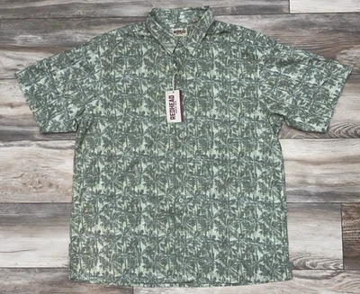 Camisa Para Hombres Hawaiana Cabeza Roja Marca Co Isla Verde Palmeras Tropical Aloha-Talla XL Foto 1 de 4