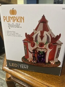 Carn-Evil Tent Carnival Clown Theme Spooky Halloween Village Decore 8x8x9" New - Picture 1 of 7