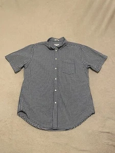 Merona Men's Short Sleeve Shirt Size M Medium Blue Checkered Classic Fit - Picture 1 of 5