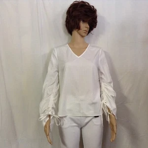 Who What Wear XS Women's White Cotton Drawstring Bell Sleeve Top - Picture 1 of 6