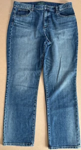 LRL RALPH LAUREN JEANS Size 14 Straight Stretch Lightly Distressed Pre-Owned! - Picture 1 of 4