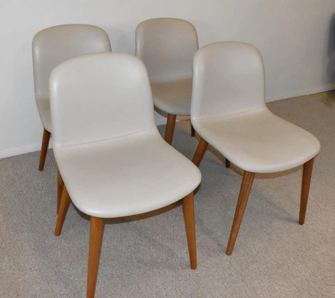 Four Modern Italian Gray Leather Dining Chairs By Jobs Bacco Series Cover