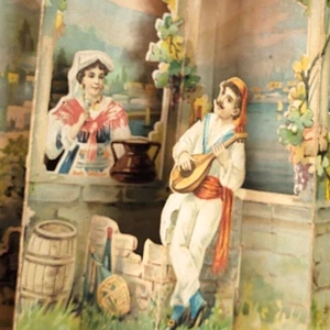 c.1900 C.D. Kenny's Dry Roast Coffee Pop Up 3D Victorian Trade Card Italy Bard - Picture 1 of 4