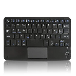 Bluetooth QWERTZ Tastatur Kabellos Keyboard PC Handy Tablet mit Touchpad Schwarz - Bild 1 von 6