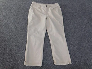 nydj jeans size 10 straight lift tuck beige capri denim stretch womens dark wash - Picture 1 of 10