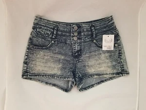 Harmony & Havoc Women Juniors 9 Denim Stonewashed Zip Up Button Up Shorts Pocket - Picture 1 of 19
