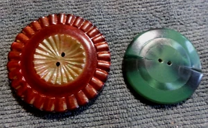 2 Large Antique Vintage Celluloid Buttons - Picture 1 of 5
