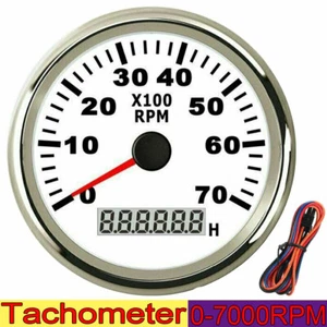 85mm Stainless Steel Boat Tachometer 0~7000 RPM REV Counter for Outboard Motor - Picture 1 of 4