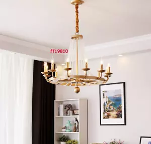 Modern Gold Black White Chandelier Vintage Wheel Crystal Beads Candle Light Lamp - Picture 1 of 15