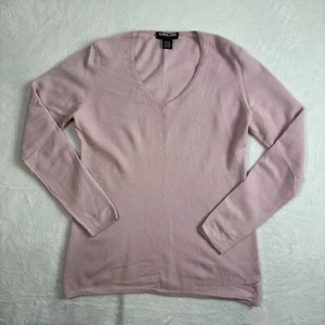 Kirkland Signature Pink Knit Pure Cashmere V-Neck Pullover Sweater Womens Medium - Picture 1 of 9