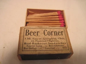 VINTAGE BEER CORNER WOOD SAFTY STICK MATCHES MATCH BOX ADVERTISING - Picture 1 of 2