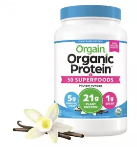 Orgain Organic Protein and Superfoods Protein Powder, Vanilla Bean 2.7 lb - Picture 1 of 5