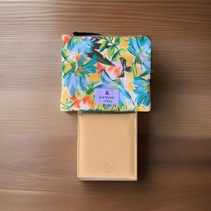 Cosmetic Bag Floral with Standing Mirror New without Tags Lanvi En Bleu - Picture 1 of 6
