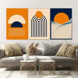 3pcs Bohemian Style with Geometric Shapes Vibrant Metal Print Ready to Hang Art - Bild 1 von 7