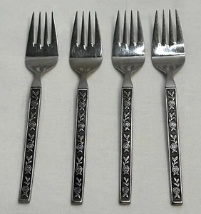 4 Interpur MEXICALY ROSE Edelstahl Salatgabel Gabeln JAPAN schwarz strukturiert - Bild 1 von 5