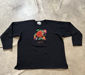 Quacker Factory Sweatshirt Womens Size L Black French Terry Halloween Festive - Picture 1 of 7