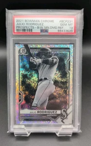 2021 Bowman Chrome Julio Rodriguez Prospect Black&White Mini-Diamond SP PSA 10 - Picture 1 of 3